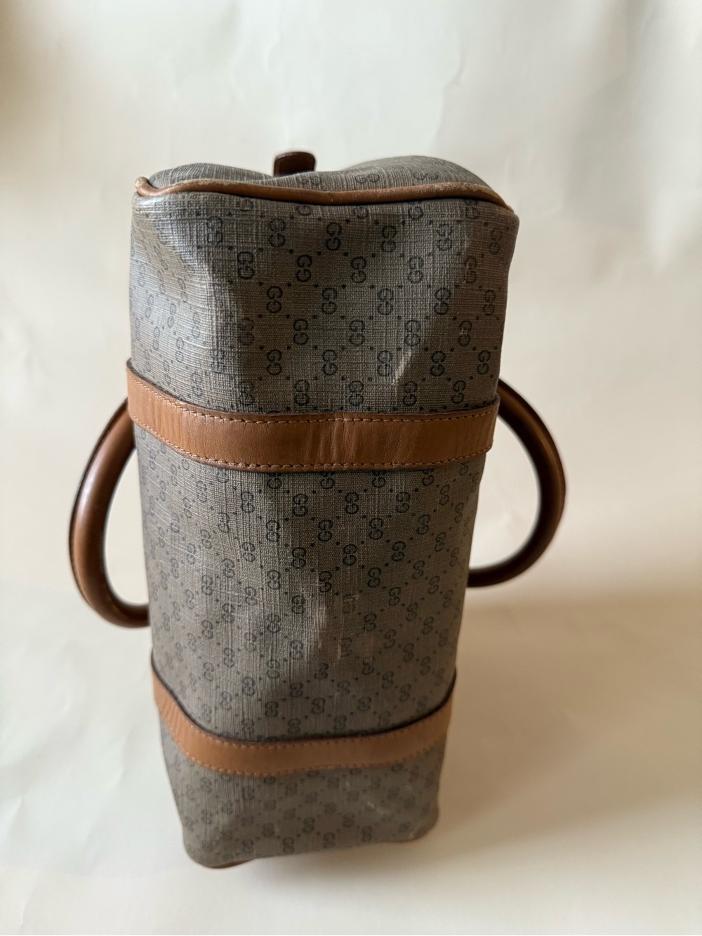 VTG Gucci Brown Monogram Canvas Leather Handbag - Picture 13 of 16